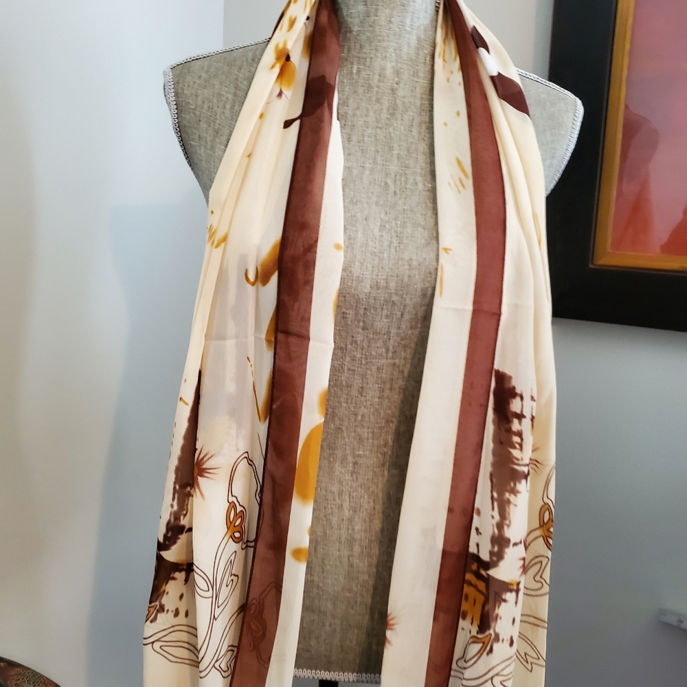 Cream and Chocolate‎ Print Scarf